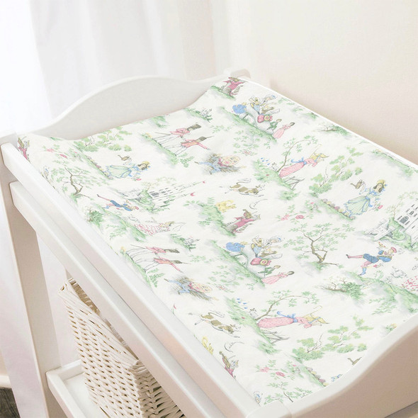 Liz and Roo Nursery Rhyme Toile Contoured Changing Pad Cover