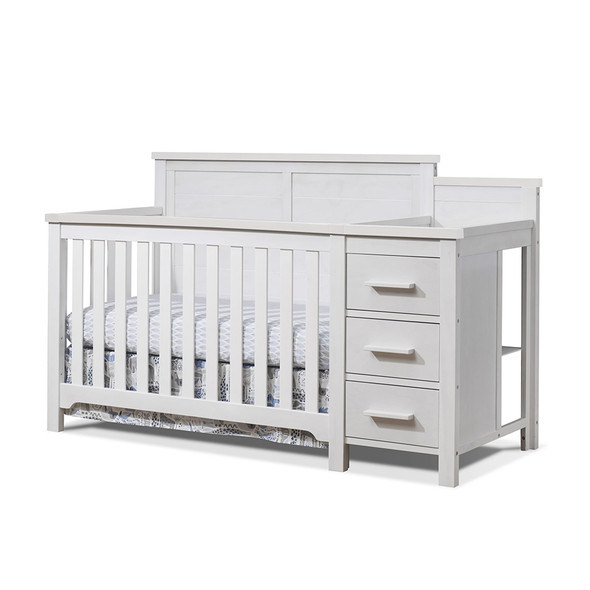 Sorelle Farmhouse Crib And Changer in Weathered White