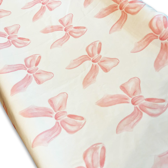 Liz and Roo Petal Pink Bows Contoured Changing Pad Cover