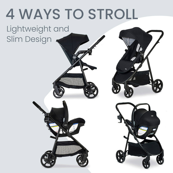 Britax Willow Brook Travel System + Aspen Base in Onyx Glacier
