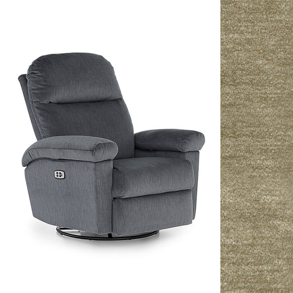 Best Chairs Jodie Power Tilt Headrest Swivel Glider Recliner in Moondust