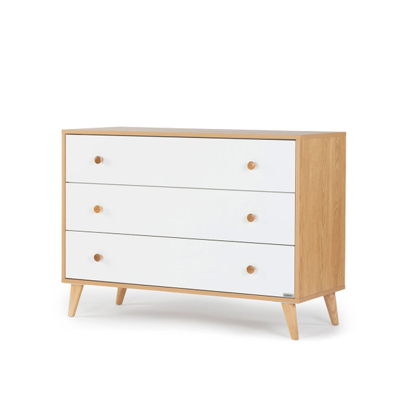 Dadada Austin 3-Drawer Dresser, White/ Red Oak