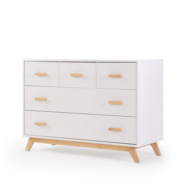 Dadada Soho 2.0 5-Drawer Dresser, White/Natural (2 Boxes)