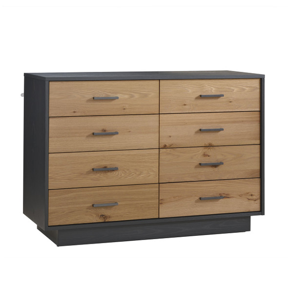 Natart Como Naturale Double Dresser 52" (8 drawers) in Graphite/Rustic Oak