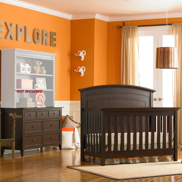 Dolce Babi Primo 2 Piece Nursery Set in Espresso - Full Panel Crib & Double Dresser