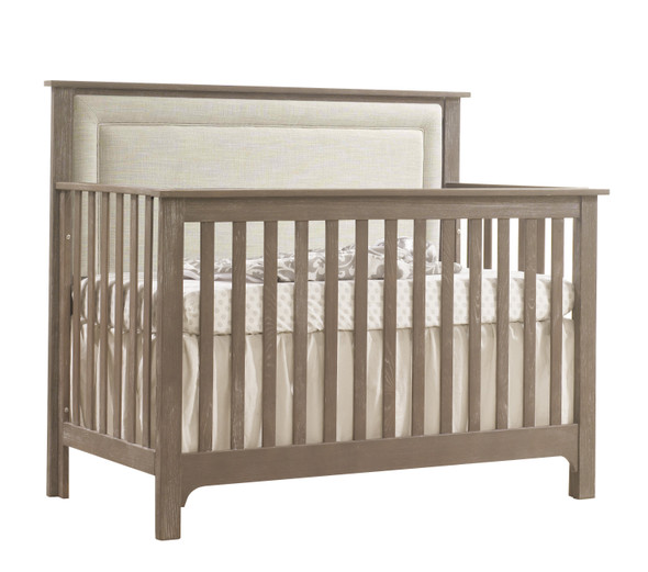 NEST Emerson Collection 4 in 1 Convertible Crib in Sugar Cane with Upholstered Panel in Talc