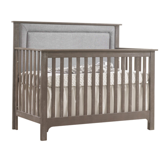 NEST Emerson Collection 4 in 1 Convertible Crib in Owl with Upholstered Panel in Fog-1