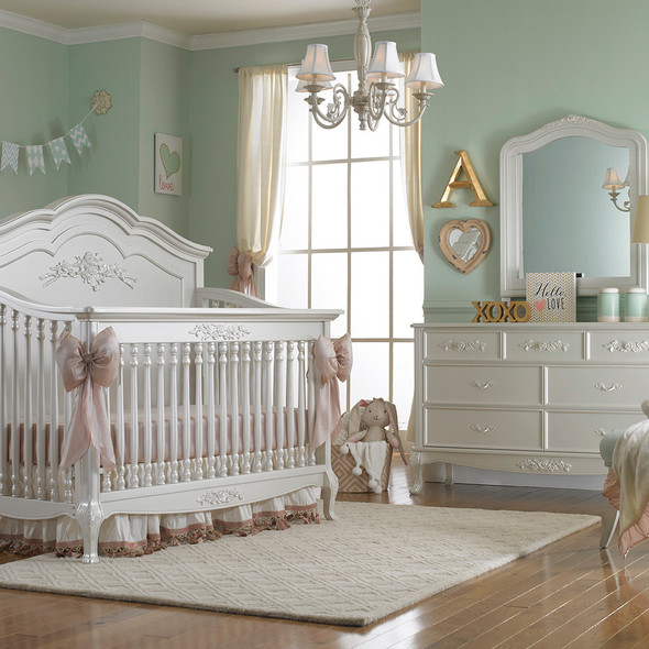 Dolce Babi Angelina 2 Piece Nursery Set in Pearl - Crib, Double Dresser