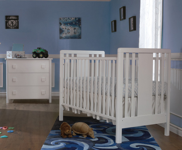 Pali Tosca 2 Piece Nursery Set in White - Crib, 3 Drawer Dresser