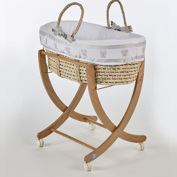 Pali Isabella D'Este Moses Basket in Gray and Natural
