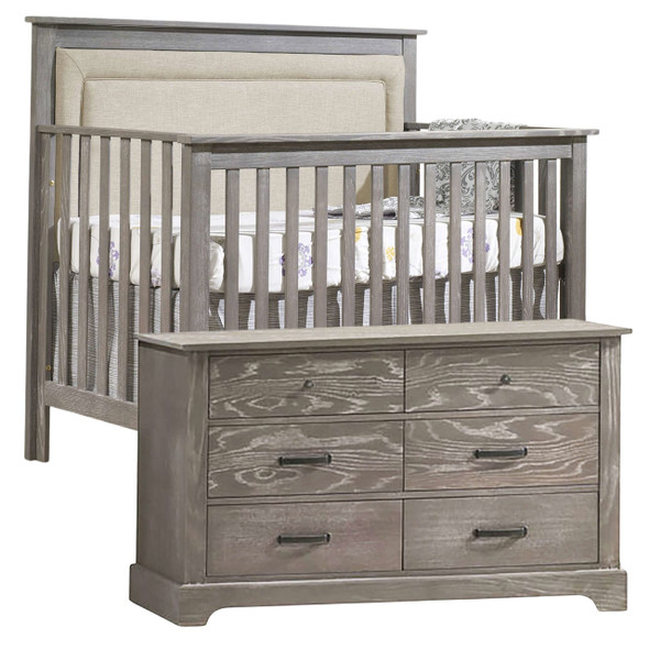 Nest Emerson Collection 2 Piece Nursery Set Crib with Talc Upl. Panel and Double Dresser in Owl