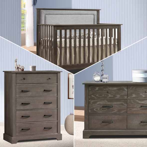 Nest Emerson Collection 3 Piece Nursery Set with Fog Upl. Panel in Mink