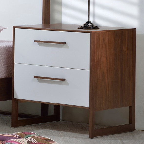 Tulip Rio Nightstand in Walnut/Glossy White