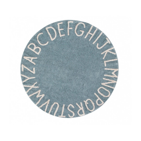 Lorena Canals Round ABC Rug in Vintage Blue/Natural