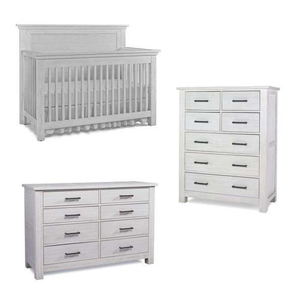 Dolce Babi Lucca 3 Piece Nursery Set with Flat Top Crib in Sea Shell