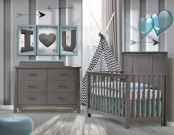 NEST Bruges Collection 2 Piece Nursery Set Crib and Double Dresser in Grigio