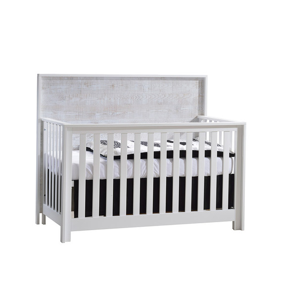 NEST Vibe Collection 5 in 1 Convertible Crib in White and White Bark