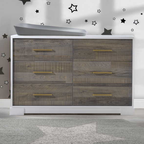 NEST Vibe Collection Double Dresser in White and Brown Bark