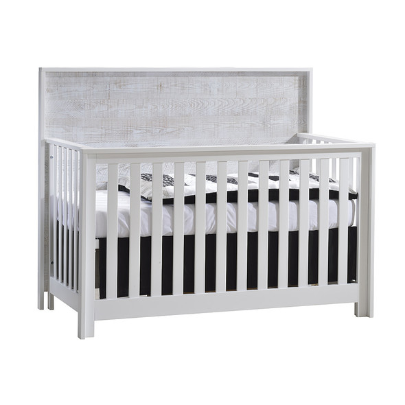 NEST Vibe Collection 2 Piece Nursery Set Crib and Double Dresser in White and White Bark
