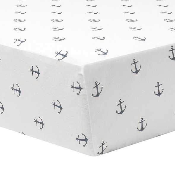 Liz and Roo Navy Mini Anchors Crib Sheet-1