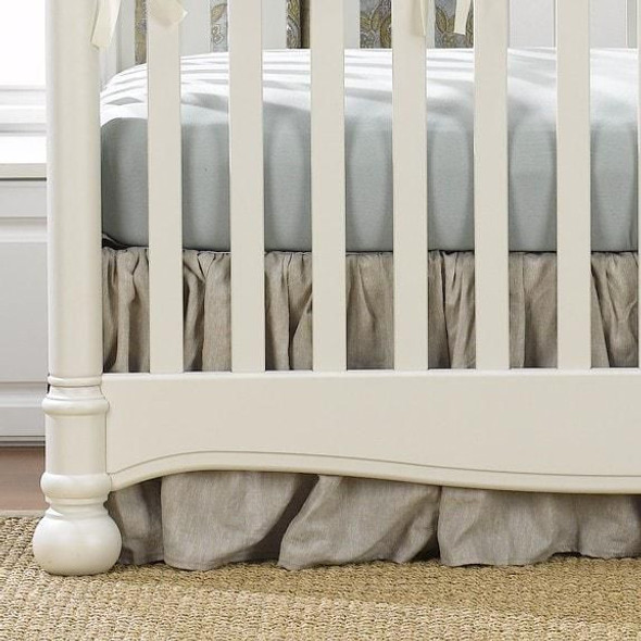 Liz and Roo Flax Crib Skirt Gathered 16" Drop in Linen