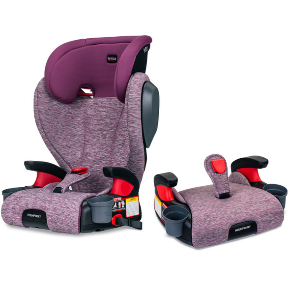 Britax USA Highpoint 2-Stage Belt-Positioning Booster Car Seat - Highback and Backless in Mulberry