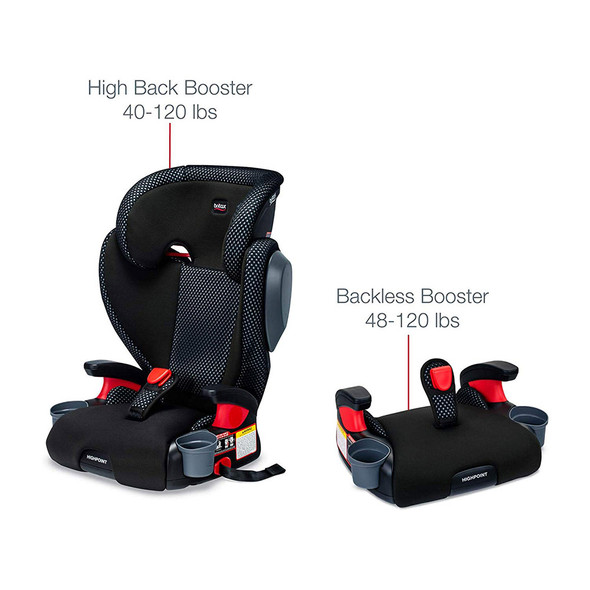 Britax USA Highpoint 2-Stage Belt-Positioning Booster Car Seat - Highback and Backless in Cool Flow Grey