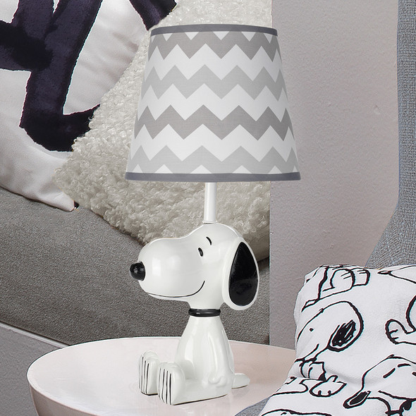 Lambs & Ivy Classic Snoopy Lamp w/Shade & Bulb - White