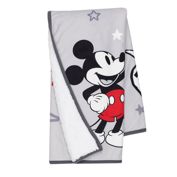 Lambs & Ivy Mickey Mouse Placement Print Sherpa Blanket