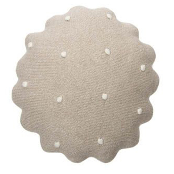 Lorena Canals Knitted Cushion Round Biscuit Dune White