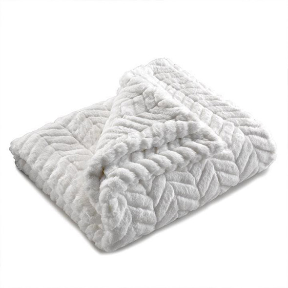 Liz and Roo Faux Fur Security Blanket - Cream Herringbone, 30x40