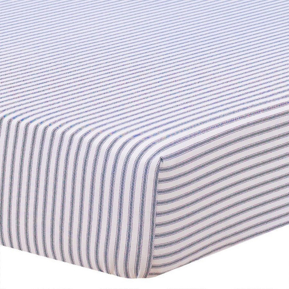 Liz and Roo Navy Classic Stripe Crib Sheet (Ticking Stripe)