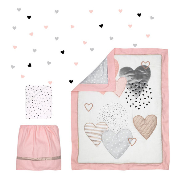 Lambs & Ivy Heart To Heart 4-Piece Bedding Set