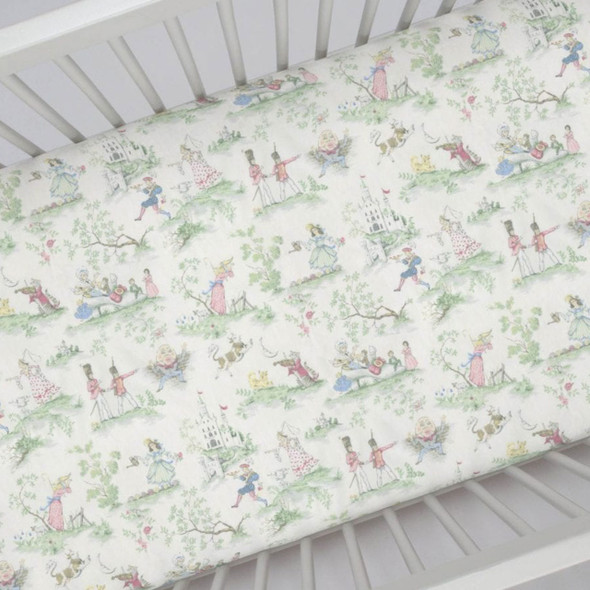 Liz and Roo Nursery Rhyme Toile Crib Sheet