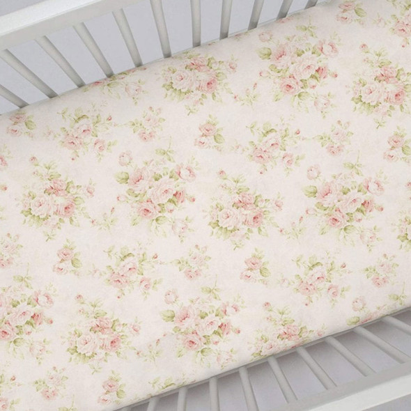 Liz and Roo Pink Floral Shabby Chic Crib Sheet