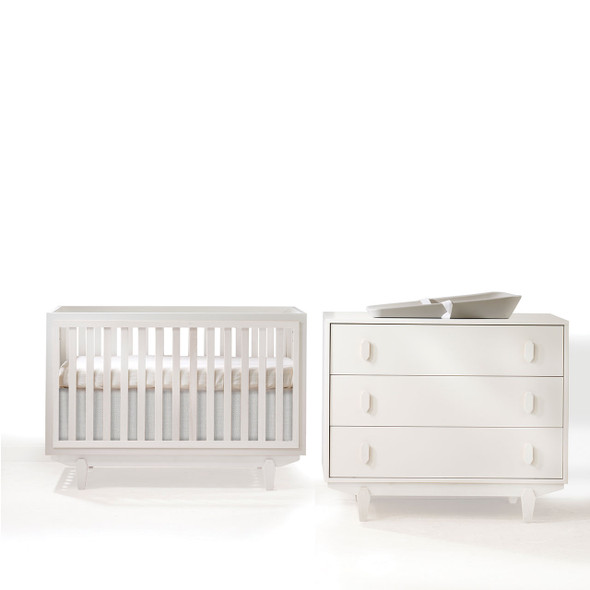 Tulip Tate Crib and Dresser in White/White