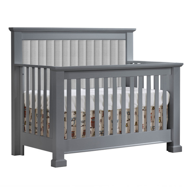 Natart Taylor ''5-in-1'' Convertible Crib with channel tufted Panel Linen Grey (w/out rails) in Elephant Grey