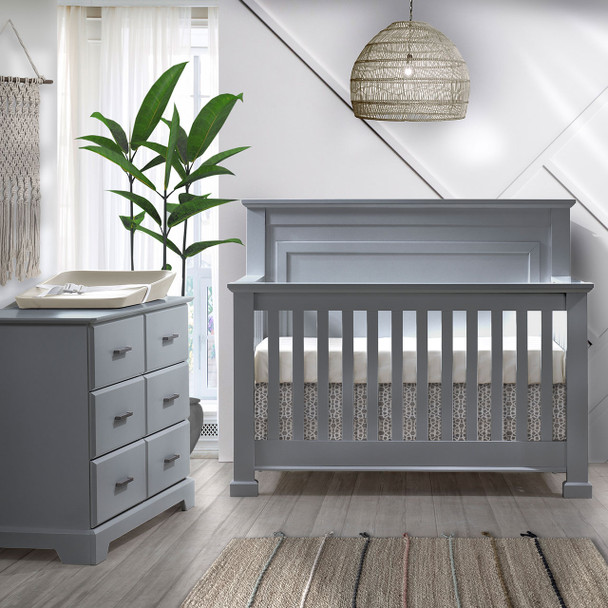 Natart Taylor 2 Piece Nursery Set - Crib and Double Dresser in Elephant Grey