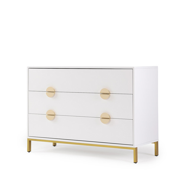 Dadada Chicago 3-Drawer Dresser in White/Gold