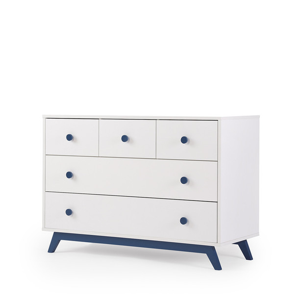 Dadada Gramercy 5-Drawer Dresser in White/Denim
