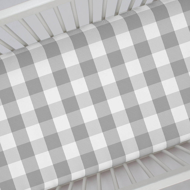 Liz and Roo Gray Plaid Crib Sheet