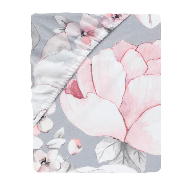 Lambs & Ivy Botanical Baby Sheet - Grey Floral