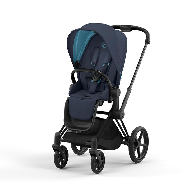 Cybex Priam4 Stroller Seat Pack - Matte Black/Black + Nautical Blue