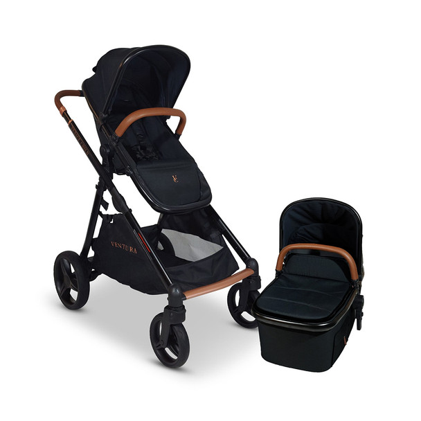 Venice Child Ventura Single to Double Sit-And-Stand Tandem Stroller with Bassinet in Midnight