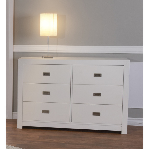 Pali Novara Collection 6 Drawer Double Dresser in White