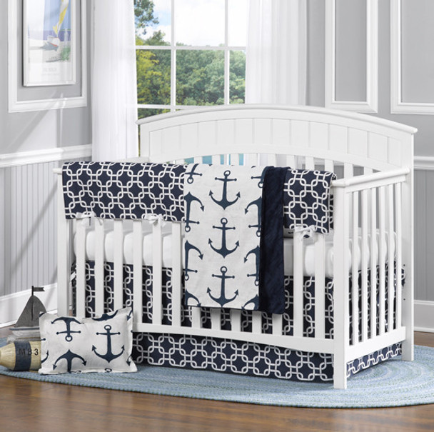 Liz and Roo Navy Metro with Anchors Baby Bedding Set