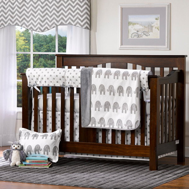 Liz and Roo Gray Elephant Bedding Set