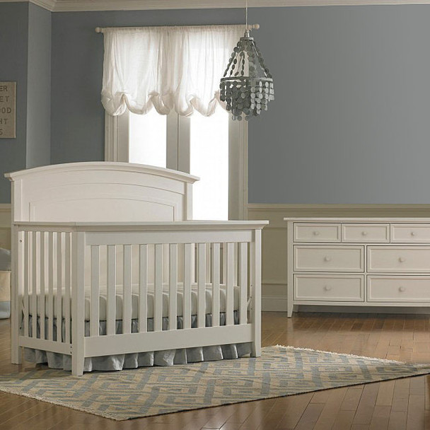 Dolce Babi Primo 2 Piece Nursery Set in Snow White - Full Panel Crib & Double Dresser