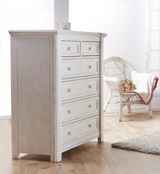Pali Cristallo Five Drawer Dresser in Vintage White