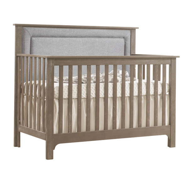 NEST Emerson Collection 4 in 1 Convertible Crib in Sugar Cane with Upholstered Panel in Fog